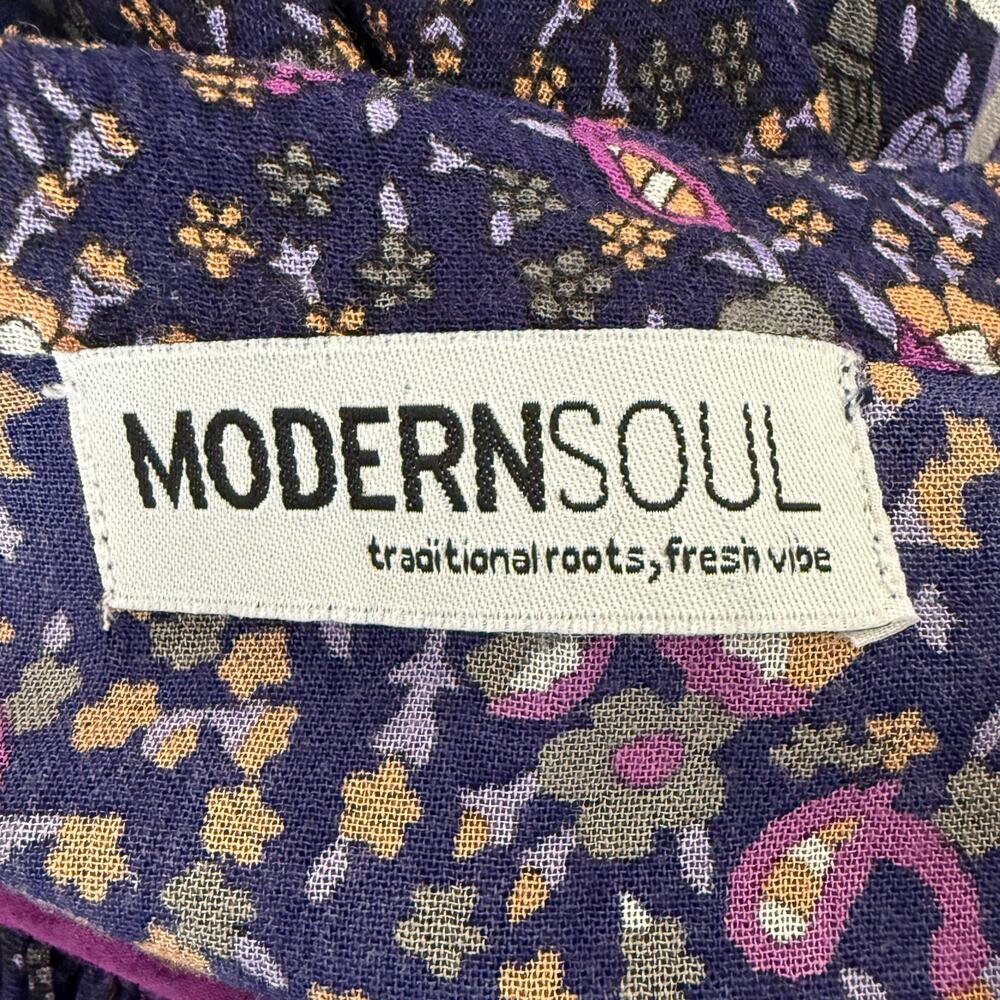 Modern Soul Bohemian Folk Print Gypsy Midi Dress Purple Size 6 - Picture 4 of 9